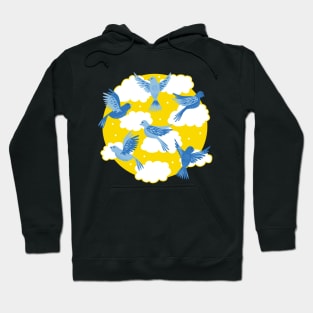 Blue Birds on a Sunny Yellow Sky Hoodie